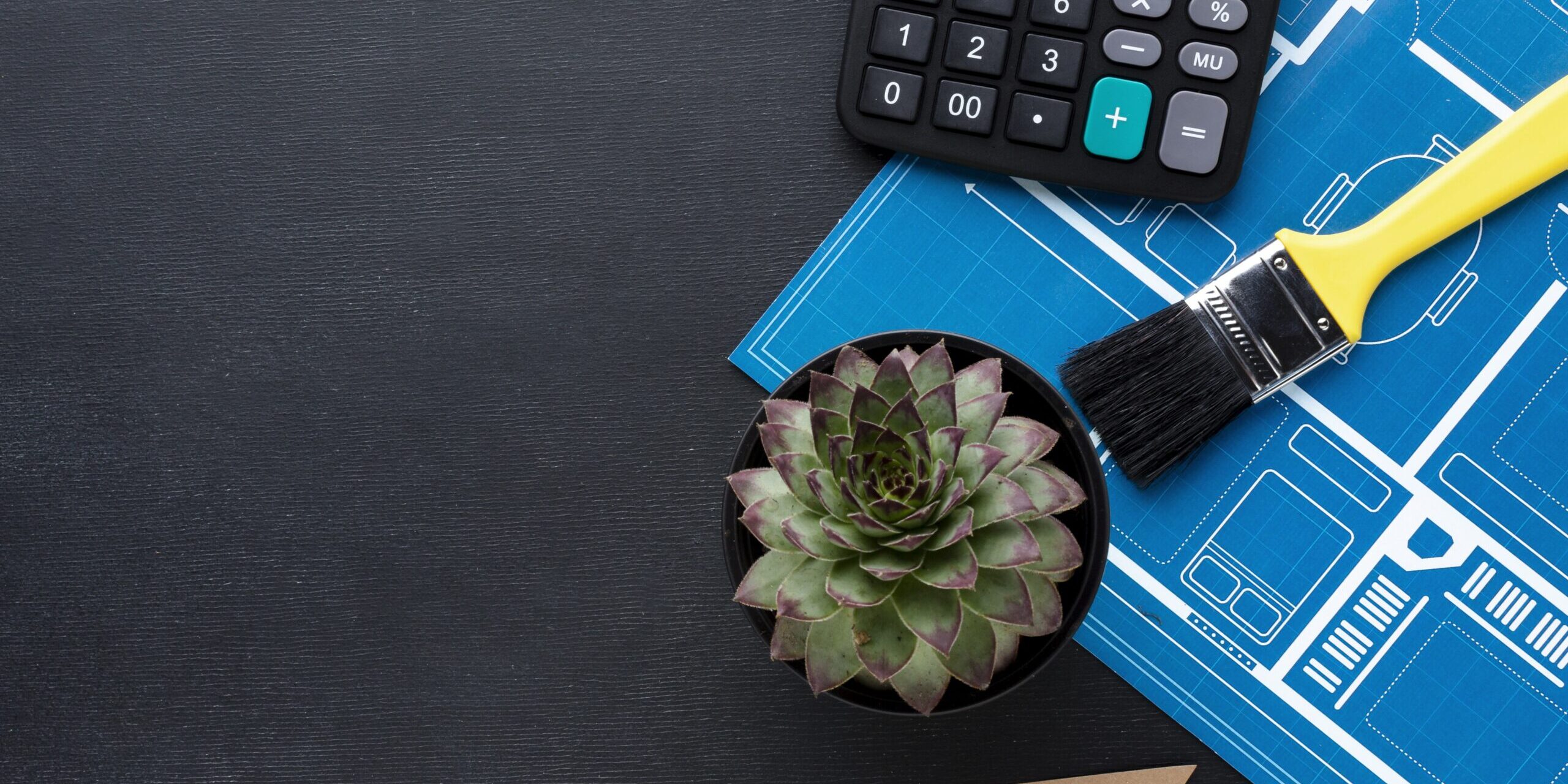 blue-print-house-with-succulent-plant-calculator